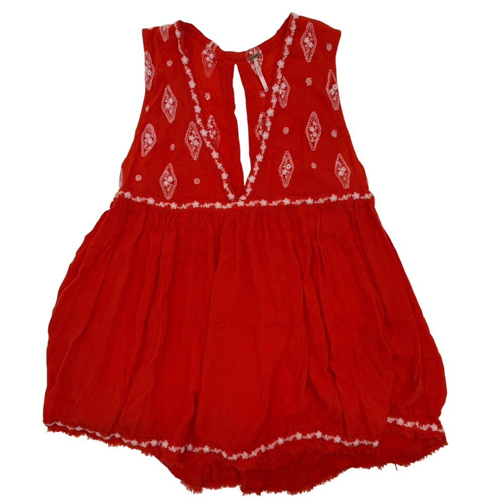 Free People Flame Combo Embroidered Tank Top Sleeveless Women's Size Small Flowy